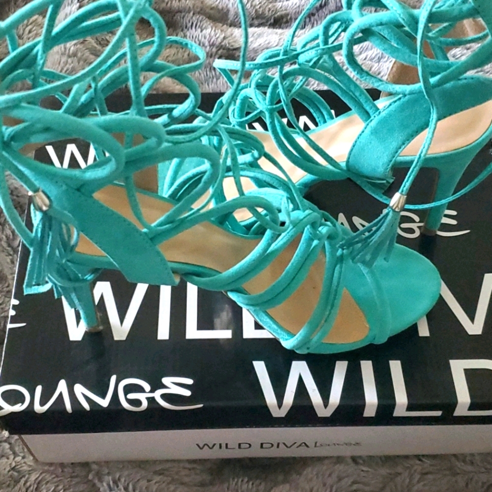 Jade Green strap up sandals